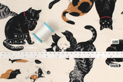 Japanese Fabric Best Cats - cream - 50cm