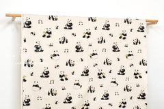 Japanese Fabric Pandas - cream, black, green - 50cm