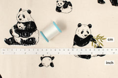 Japanese Fabric Pandas - cream, black, green - 50cm