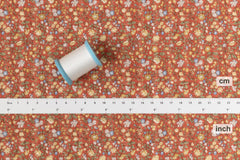 Japanese Fabric Cotton Ripple Dainty Floral - D orange - 50cm