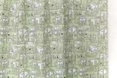 DEADSTOCK Japanese Fabric Sad Cats in the Window - green - 50cm
