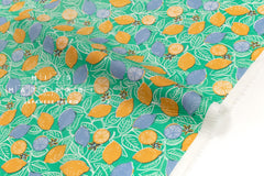 DEADSTOCK Japanese Fabric Lemons - bright green - 50cm