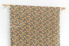 DEADSTOCK Japanese Fabric Lemons - rusty maroon - 50cm