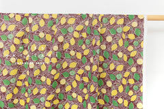 DEADSTOCK Japanese Fabric Lemons - rusty maroon - 50cm