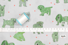 Japanese Fabric Fluffy Pups - green - 50cm