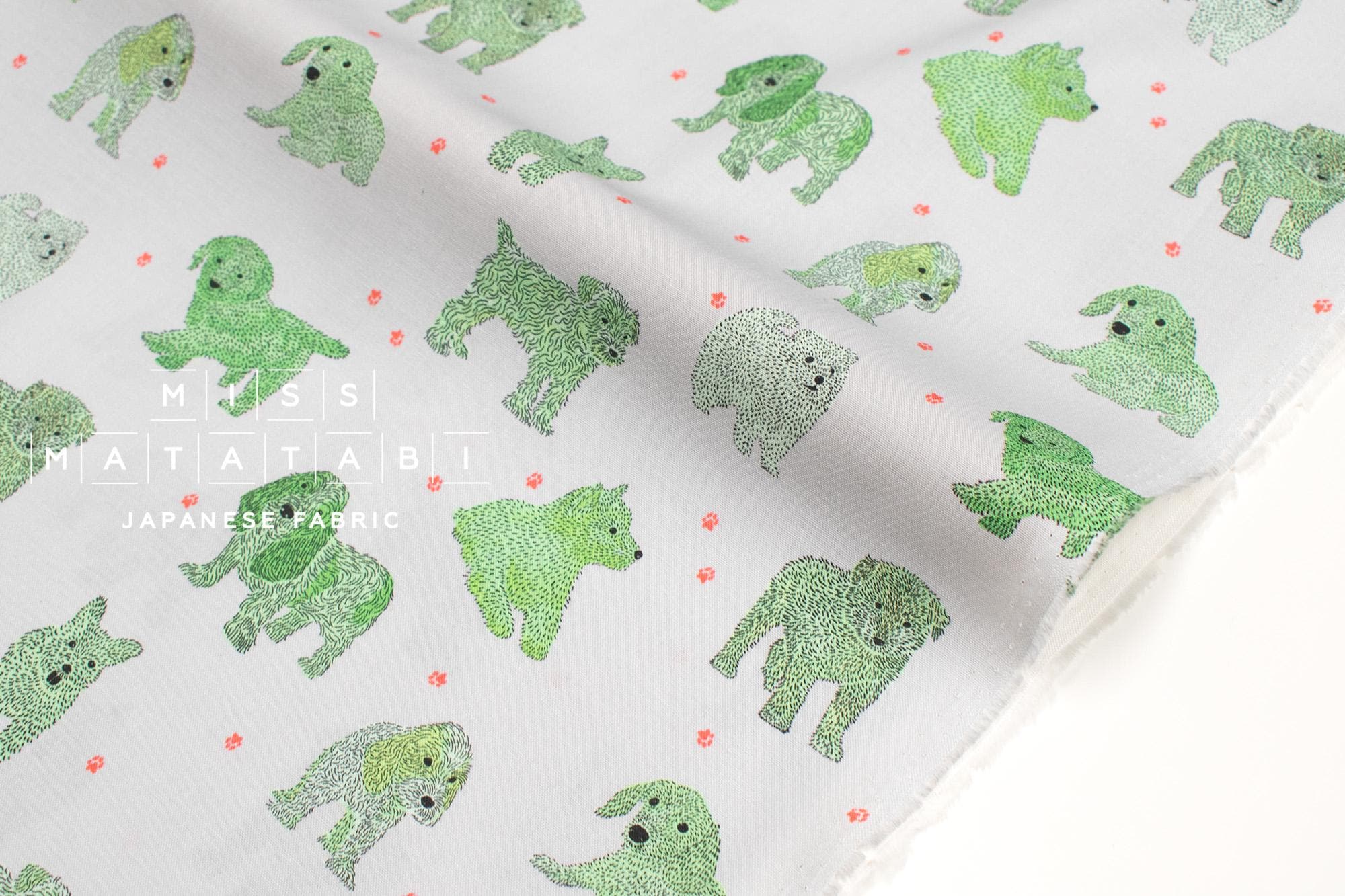 Japanese Fabric Fluffy Pups - green - 50cm