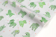 Japanese Fabric Fluffy Pups - green - 50cm