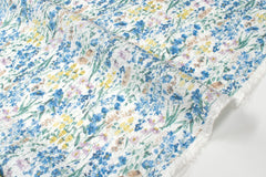 Japanese Fabric Cotton Ripple Tilly Floral - blue - 50cm