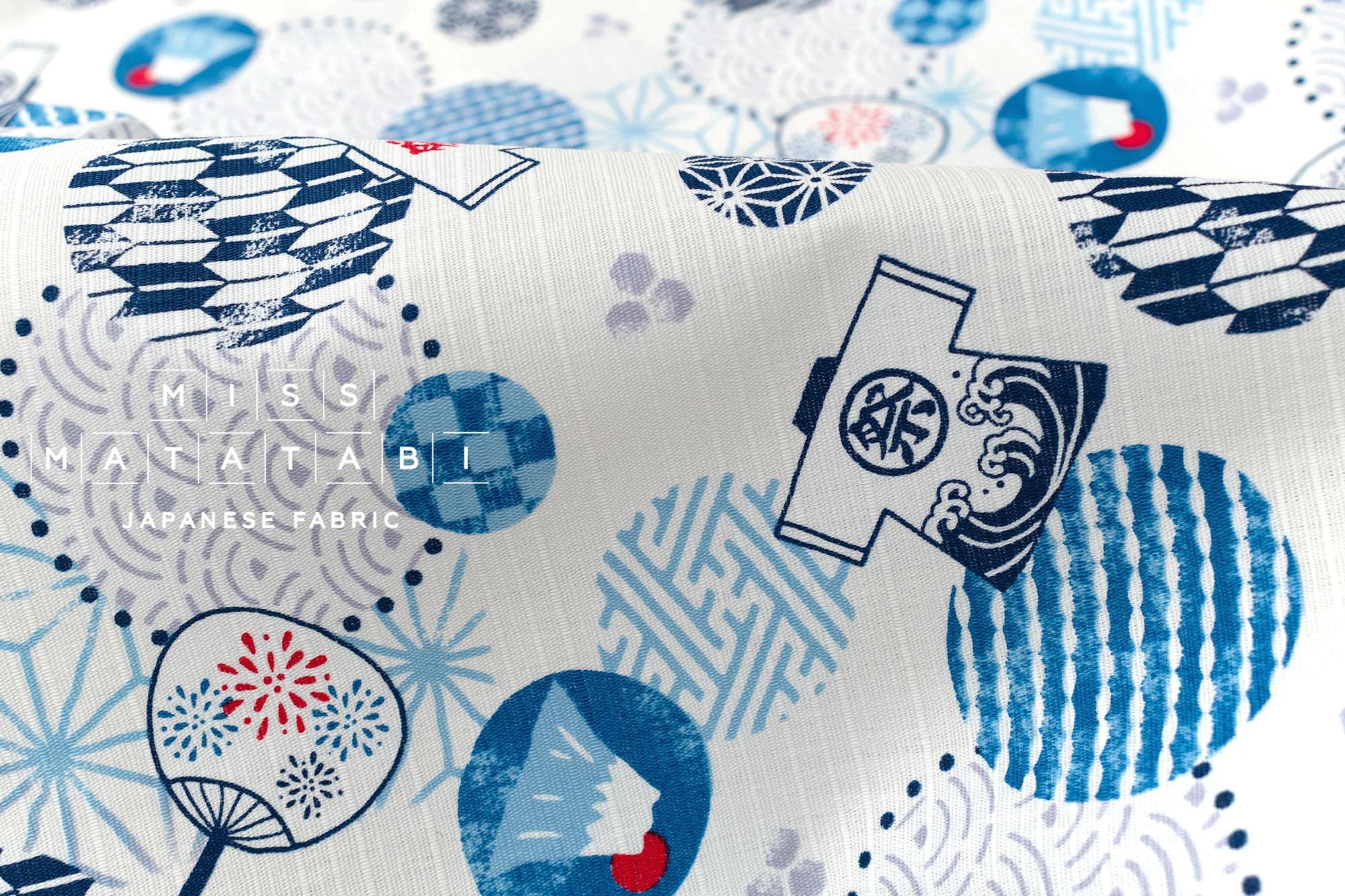 Japanese Fabric Summer in Japan Slub Cotton - A - 50cm