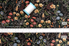 Japanese Fabric Wildflower Linen Blend - A black - 50cm