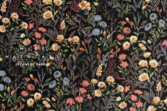 Japanese Fabric Wildflower Linen Blend - A black - 50cm