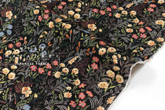 Japanese Fabric Wildflower Linen Blend - A black - 50cm