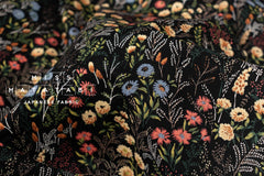 Japanese Fabric Wildflower Linen Blend - A black - 50cm