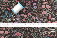 Japanese Fabric Wildflower Linen Blend - C brown - 50cm