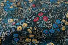 Japanese Fabric Wildflower Linen Blend - D green - 50cm