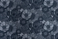 Japanese Fabric Yarn Dyed Woven Jacquard Wild Floral - navy, grey - 50cm