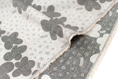 Japanese Fabric Yarn Dyed Woven Jacquard Yomogi and Hydrangea - grey - 50cm
