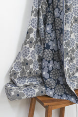 Japanese Fabric Yarn Dyed Woven Jacquard Yomogi and Hydrangea - navy blue, grey - 50cm