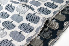 Japanese Fabric Yarn Dyed Woven Jacquard Pumpkins - navy blue, grey - 50cm