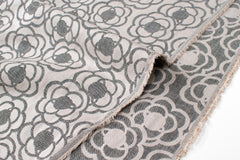 Japanese Fabric Yarn Dyed Woven Jacquard Pop Flowers - grey - 50cm