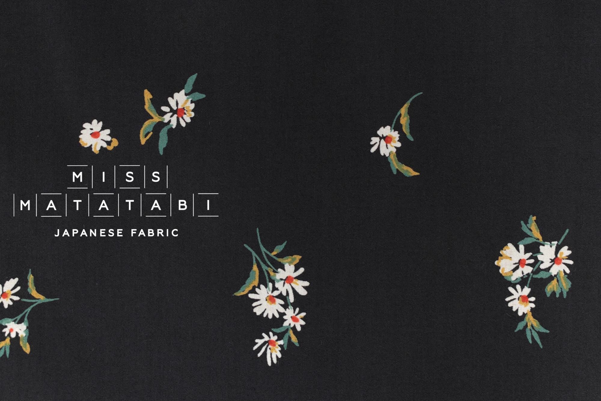 Japanese Fabric Little Posy - navy black - 50cm