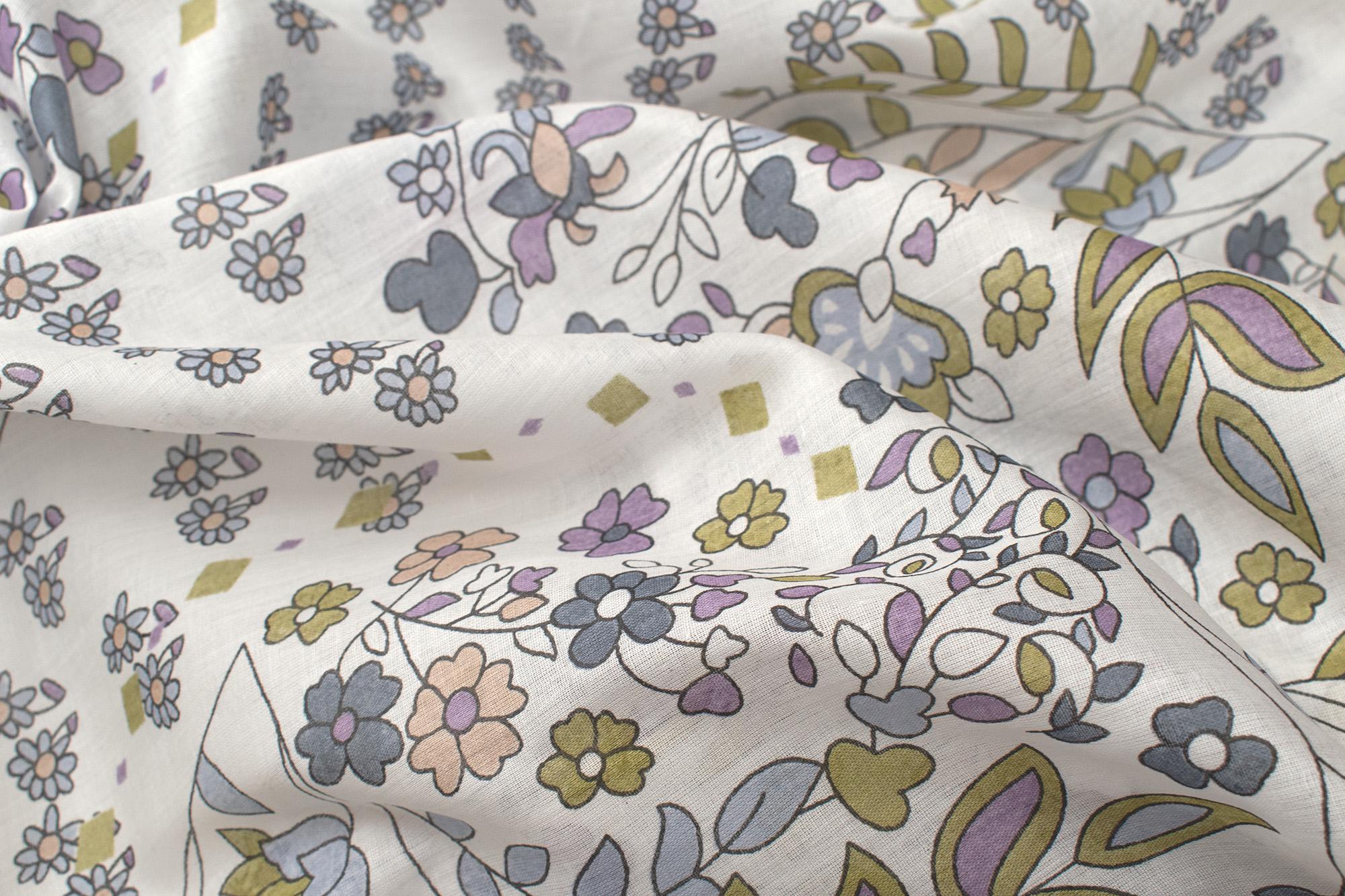 Hand Printed Indian Cotton Voile - D3 - 50cm