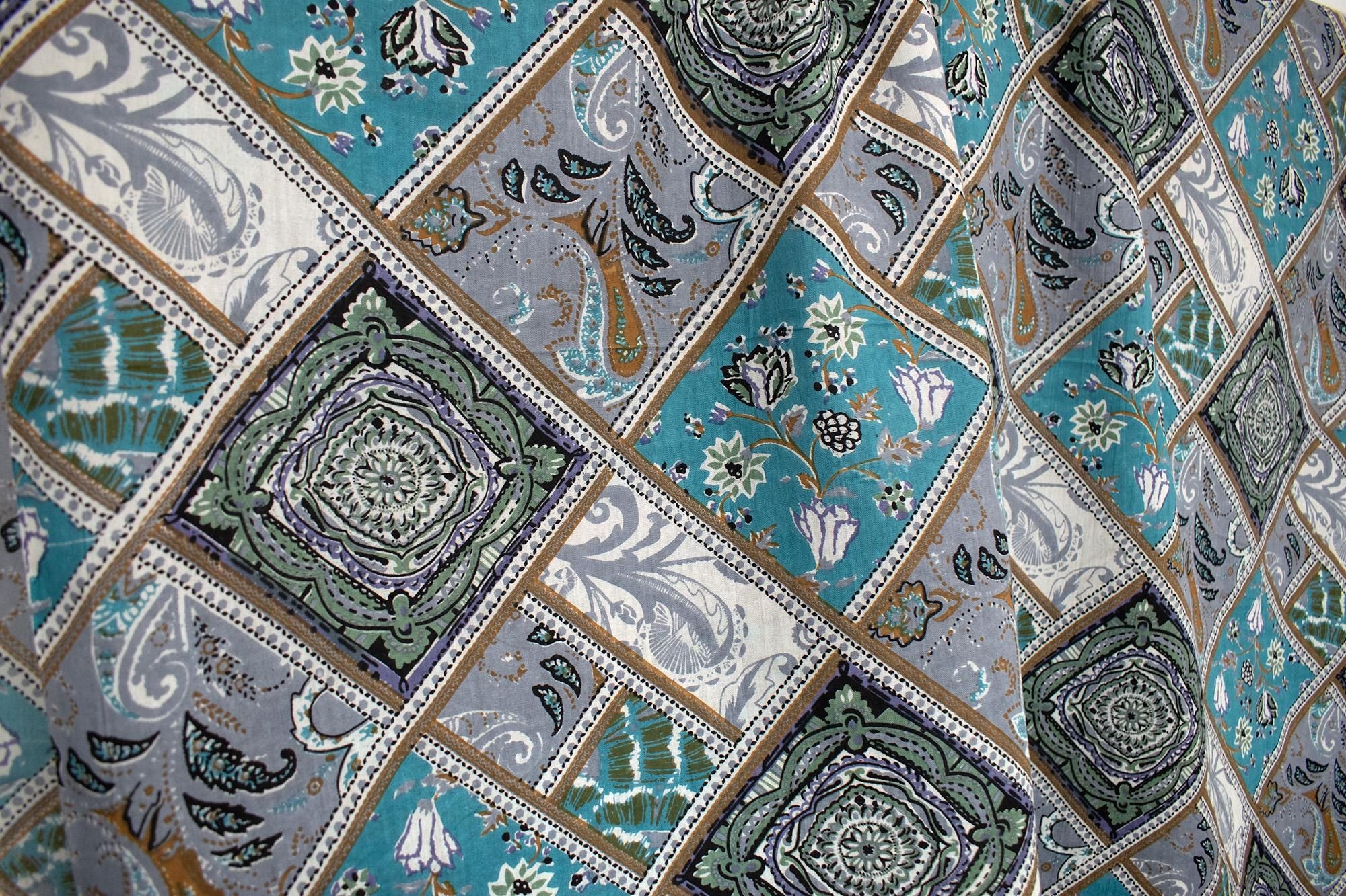 Hand Printed Indian Cotton Voile - F2 - 50cm