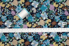Japanese Fabric Floral Burst - E navy - 50cm