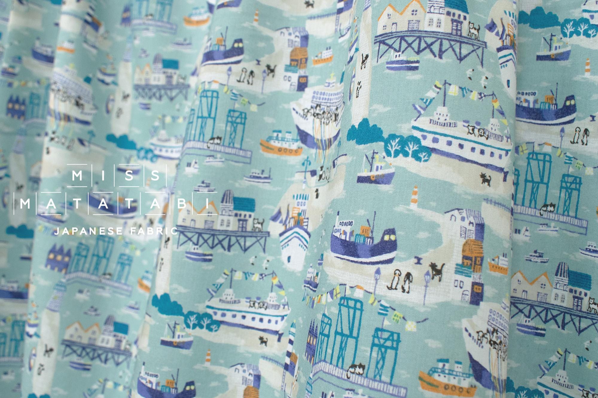 Japanese Fabric Pups on the Harbour - mint - 50cm