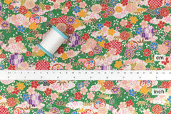 Japanese Fabric Wagara Dobby I - green, metallic gold - 50cm