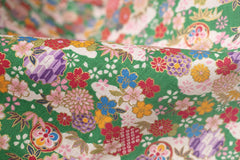 Japanese Fabric Wagara Dobby I - green, metallic gold - 50cm