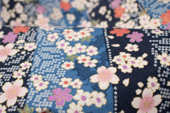 Japanese Fabric Wagara Dobby II - blue, metallic gold - 50cm
