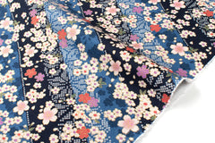 Japanese Fabric Wagara Dobby II - blue, metallic gold - 50cm