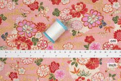 Japanese Fabric Wagara Dobby III - pink, metallic gold - 50cm