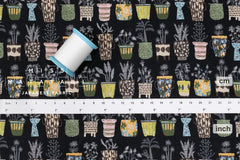 DEADSTOCK Japanese Fabric All the Plants - black - 50cm