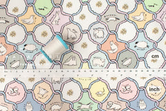 Japanese Fabric We Love Animals - pastels - 50cm