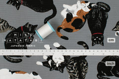 Japanese Fabric Best Cats - grey - 50cm