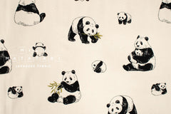 Japanese Fabric Pandas - cream, black, green - 50cm