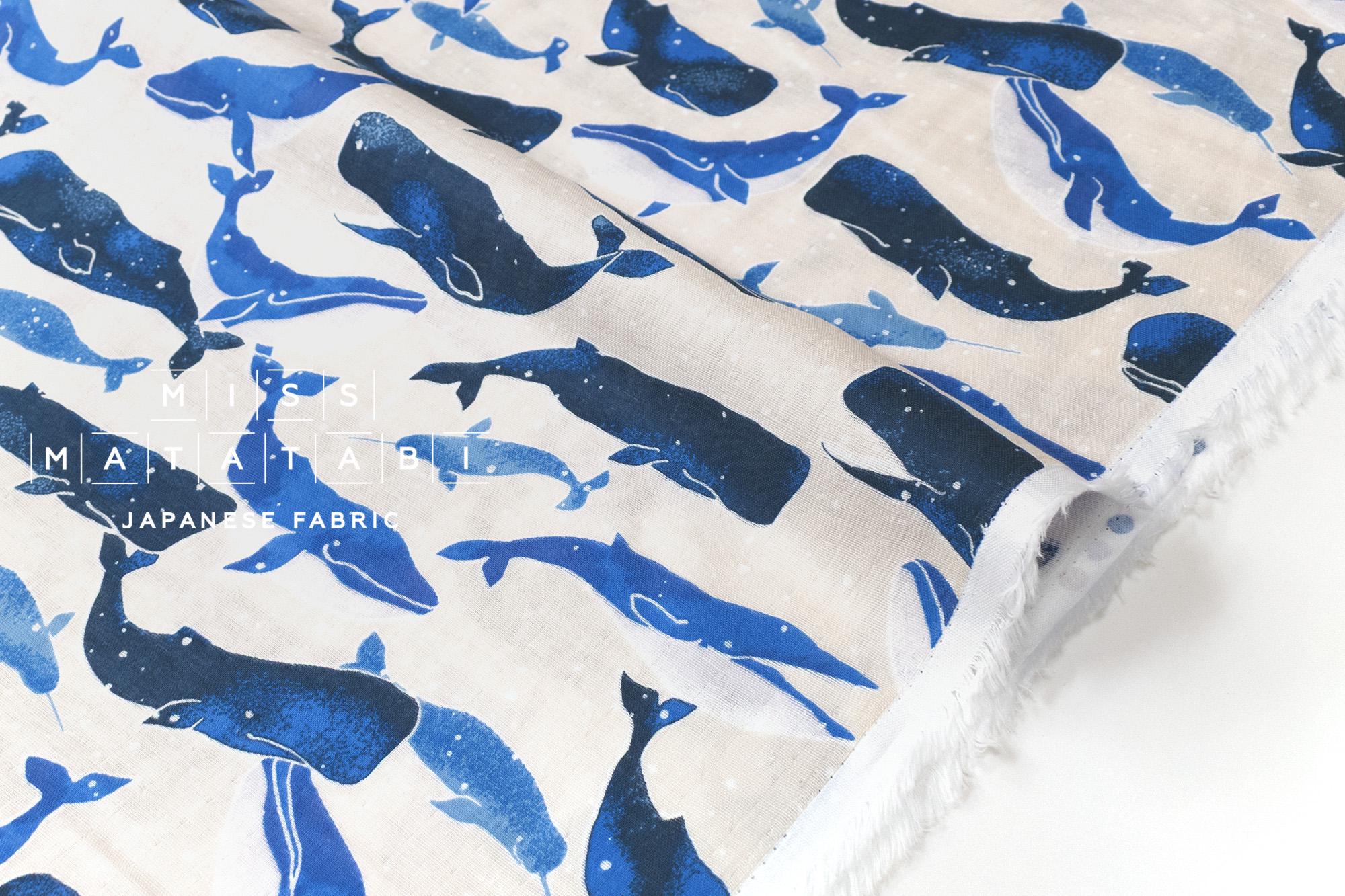 Japanese Fabric - Whales Double Gauze - C1 - 50cm