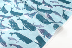Japanese Fabric - Whales Double Gauze - C2 - 50cm