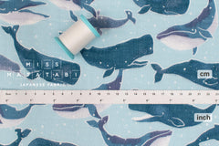 Japanese Fabric - Whales Double Gauze - C2 - 50cm