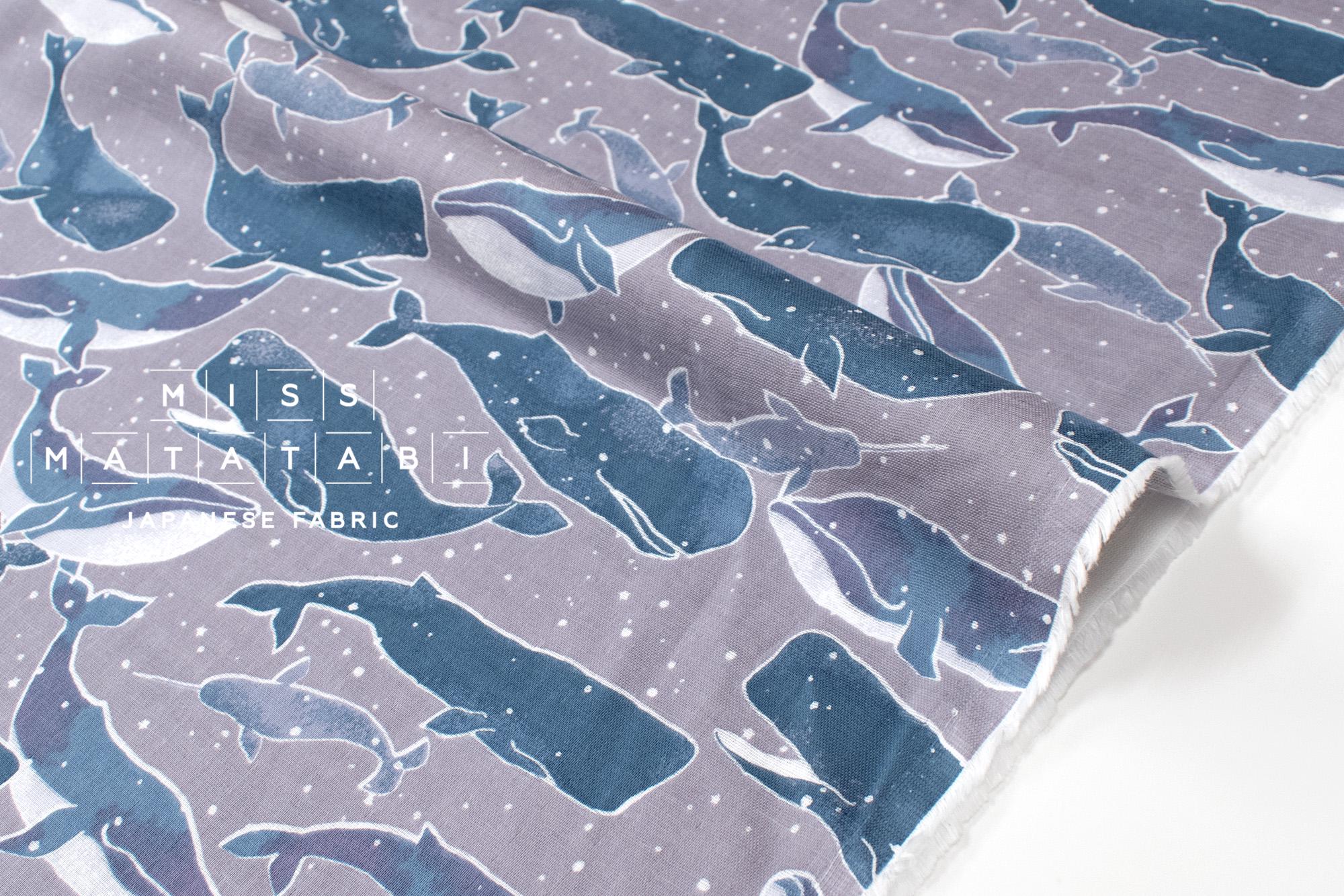Japanese Fabric - Whales Double Gauze - C3 - 50cm