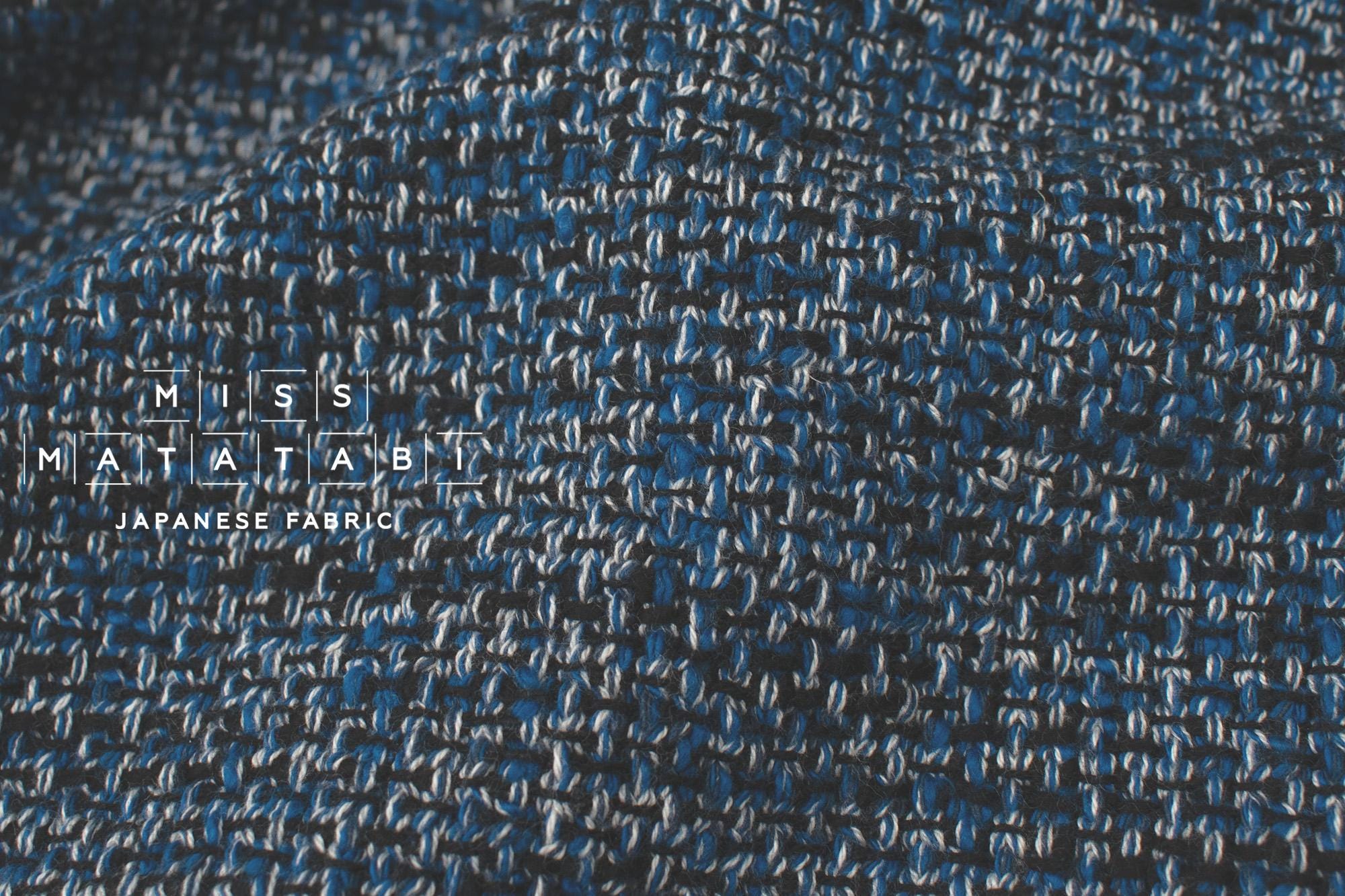 DEADSTOCK Japanese Fabric Shokunin Collection Shinchi Orimono - blue, black - 50cm