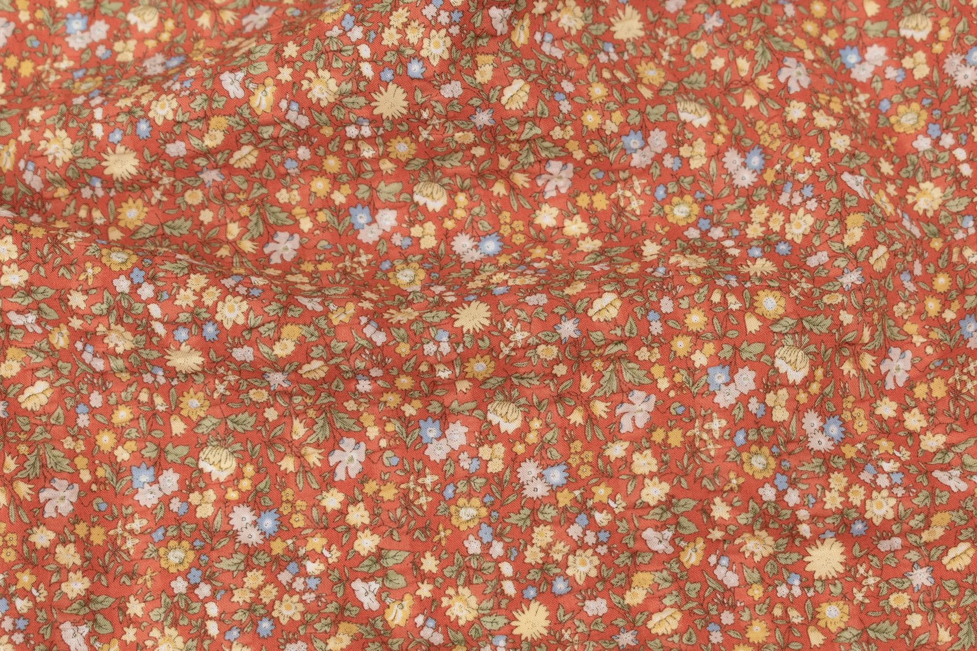 Japanese Fabric Cotton Ripple Dainty Floral - D orange - 50cm