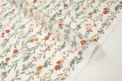 Japanese Fabric Cotton Ripple Trailing Floral - D orange, green - 50cm