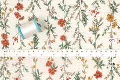 Japanese Fabric Cotton Ripple Trailing Floral - D orange, green - 50cm