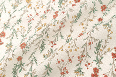 Japanese Fabric Cotton Ripple Trailing Floral - D orange, green - 50cm