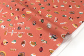 Japanese Fabric Washoku Food - B coral orange - 50cm