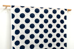 Japanese Fabric Dots Ripple Enshuku Lawn - navy blue, white - 50cm