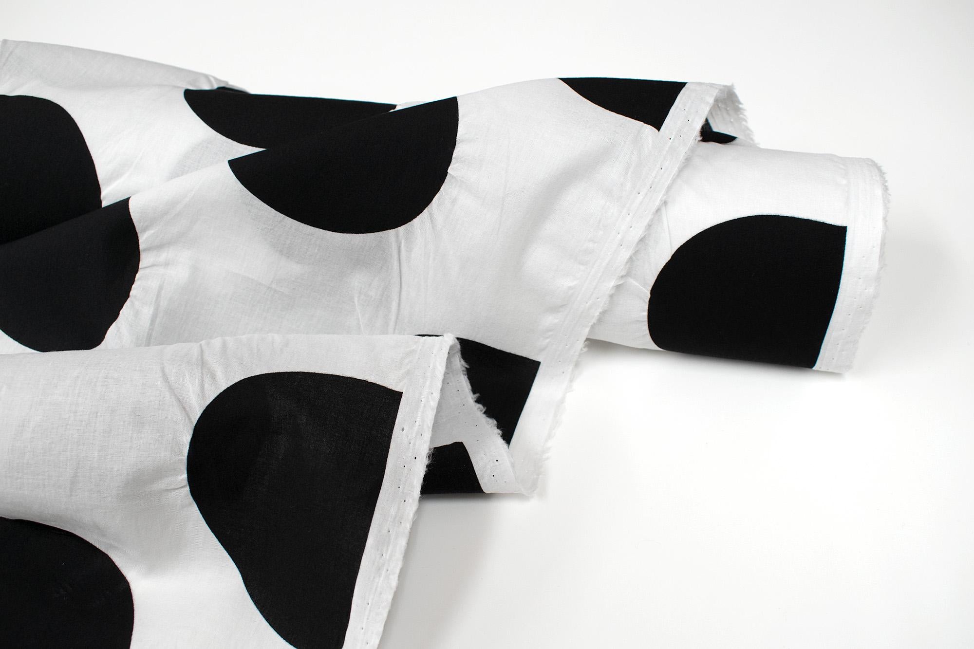 Japanese Fabric Dots Ripple Enshuku Lawn - black, white - 50cm